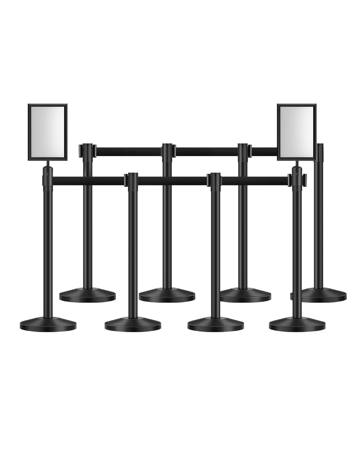 VEVOR 8Pcs Stanchion Post Crowd Contro Queue Barrier 2 Sign Holders Hollow Base