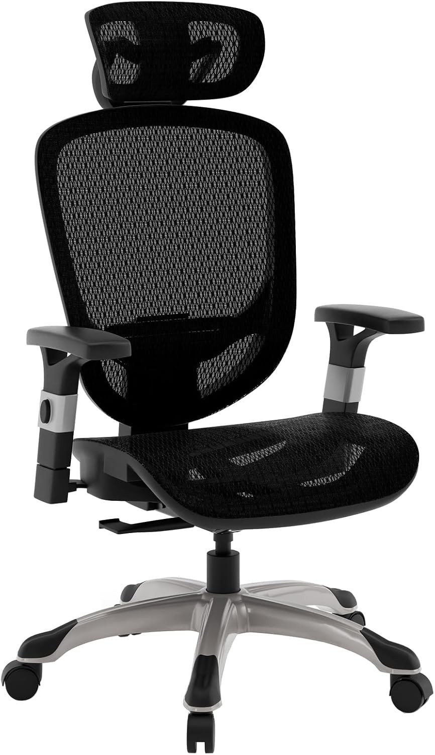 Hyken Ergonomic Task Chair, Mesh, Ergonomic, Lumbar Support, Swivel, Black