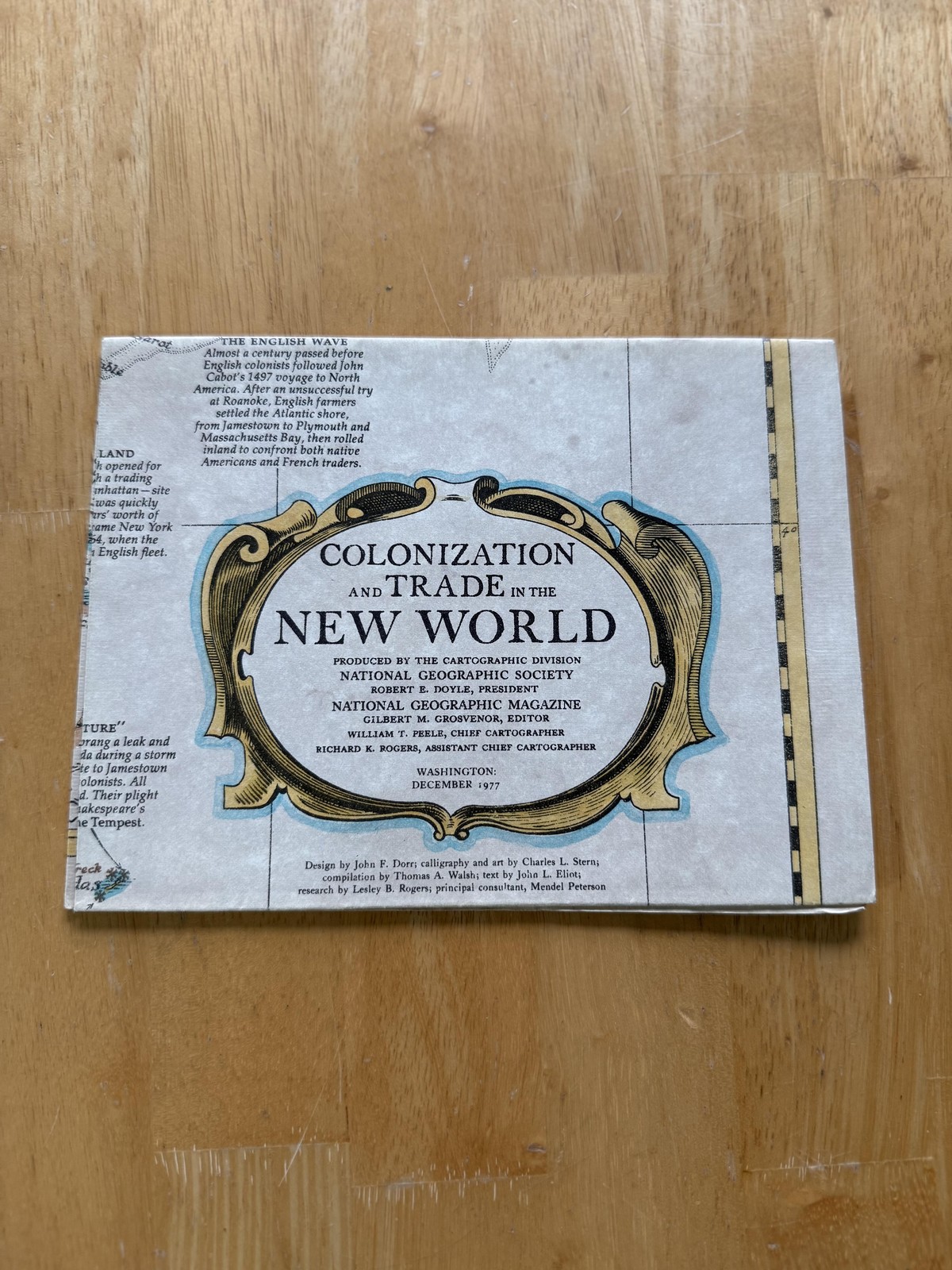 Vintage 1977 National Geographic Colonization New World Map Folded Brochure USA