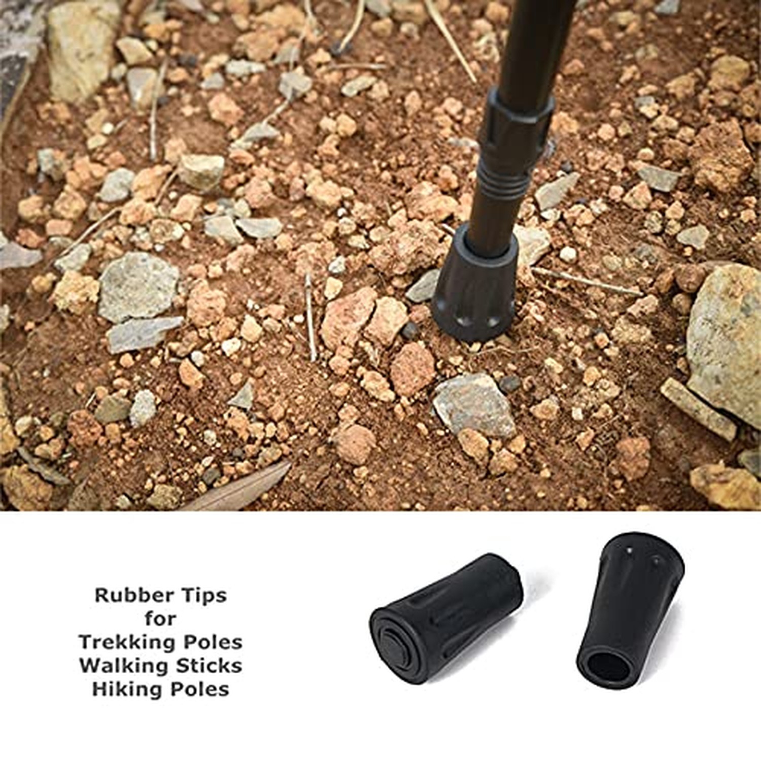 Walking Stick Tips Rubber 4pcs Trekking Pole Tips Replacement- Rubber Feet fo...
