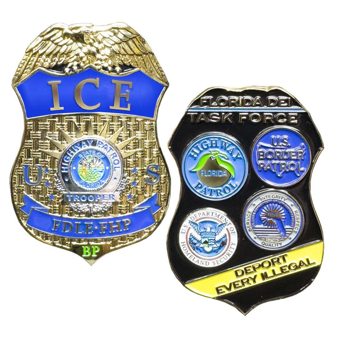 EL17-12 Florida Police FHP FDLE DEI Challenge Coin Border Patrol Agent ICE HSI C