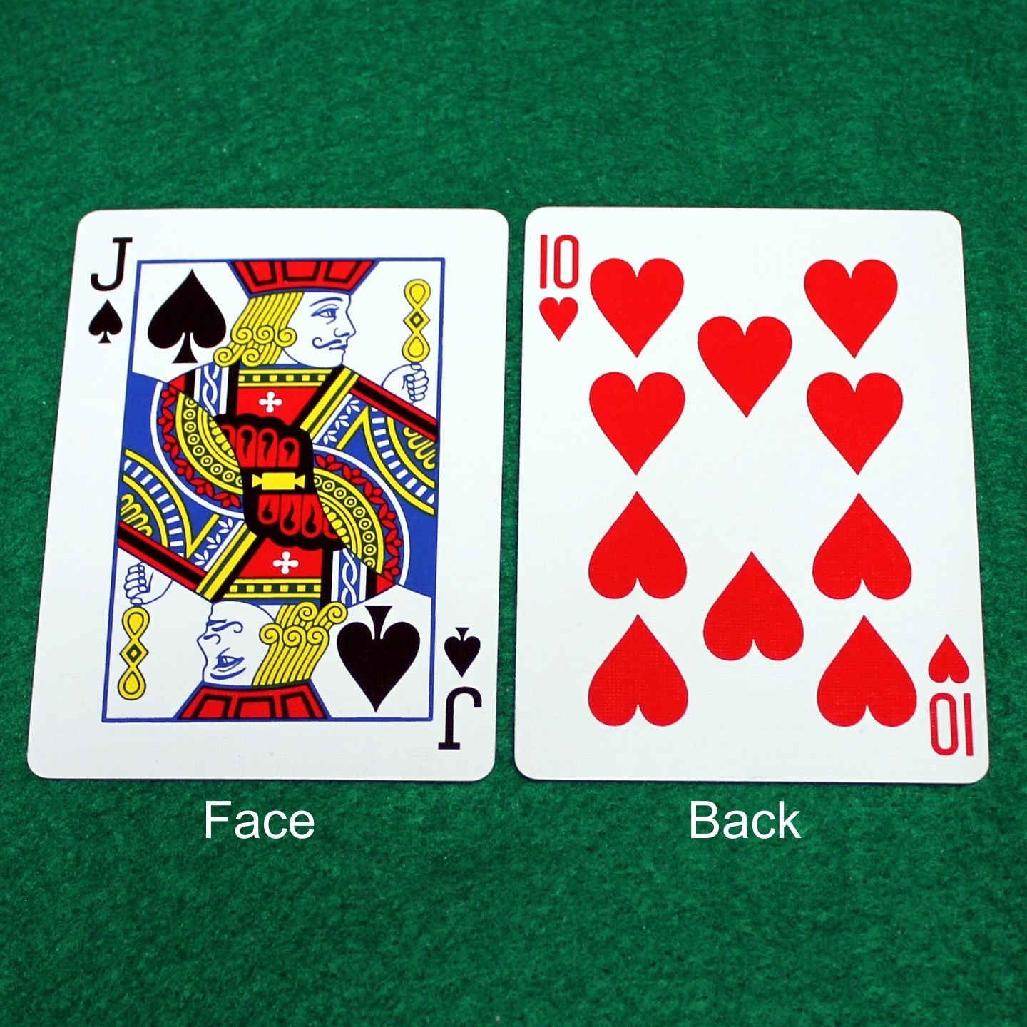 Jack of Spades / 10 of Hearts - Double Face, Bicycle Printed Gaff Card