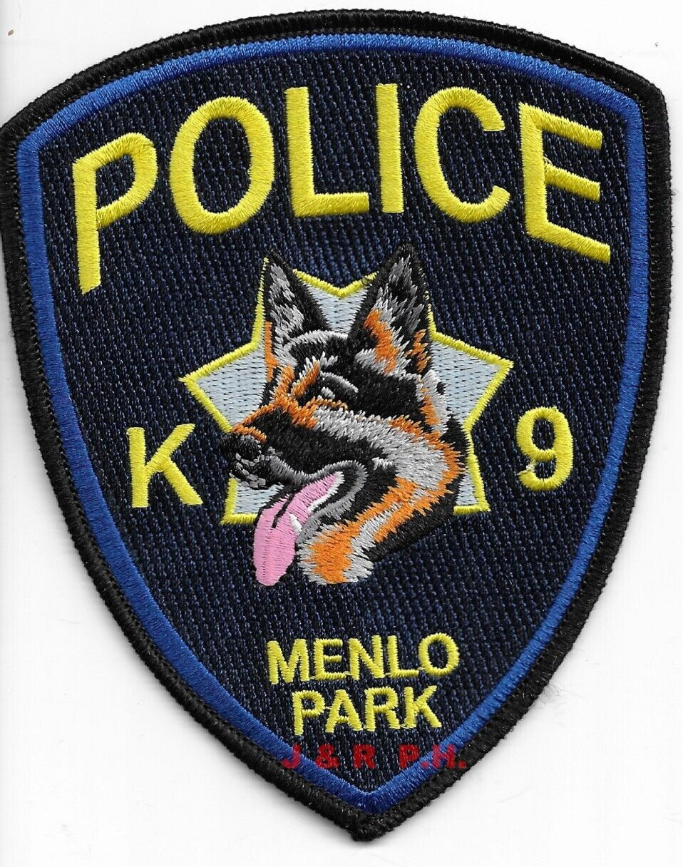 Menlo Park  K-9 German Shepherd, CA (4" x 5" size) shoulder police patch (fire)