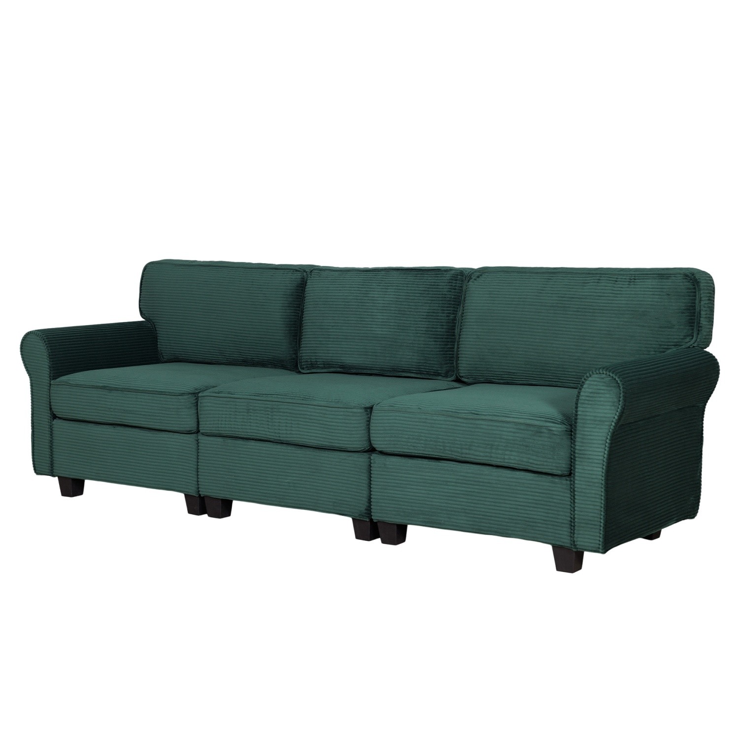 3-Seater Sofa Corduroy Upholstered Deep Seats Couch w/ Arms & Removable Cushions
