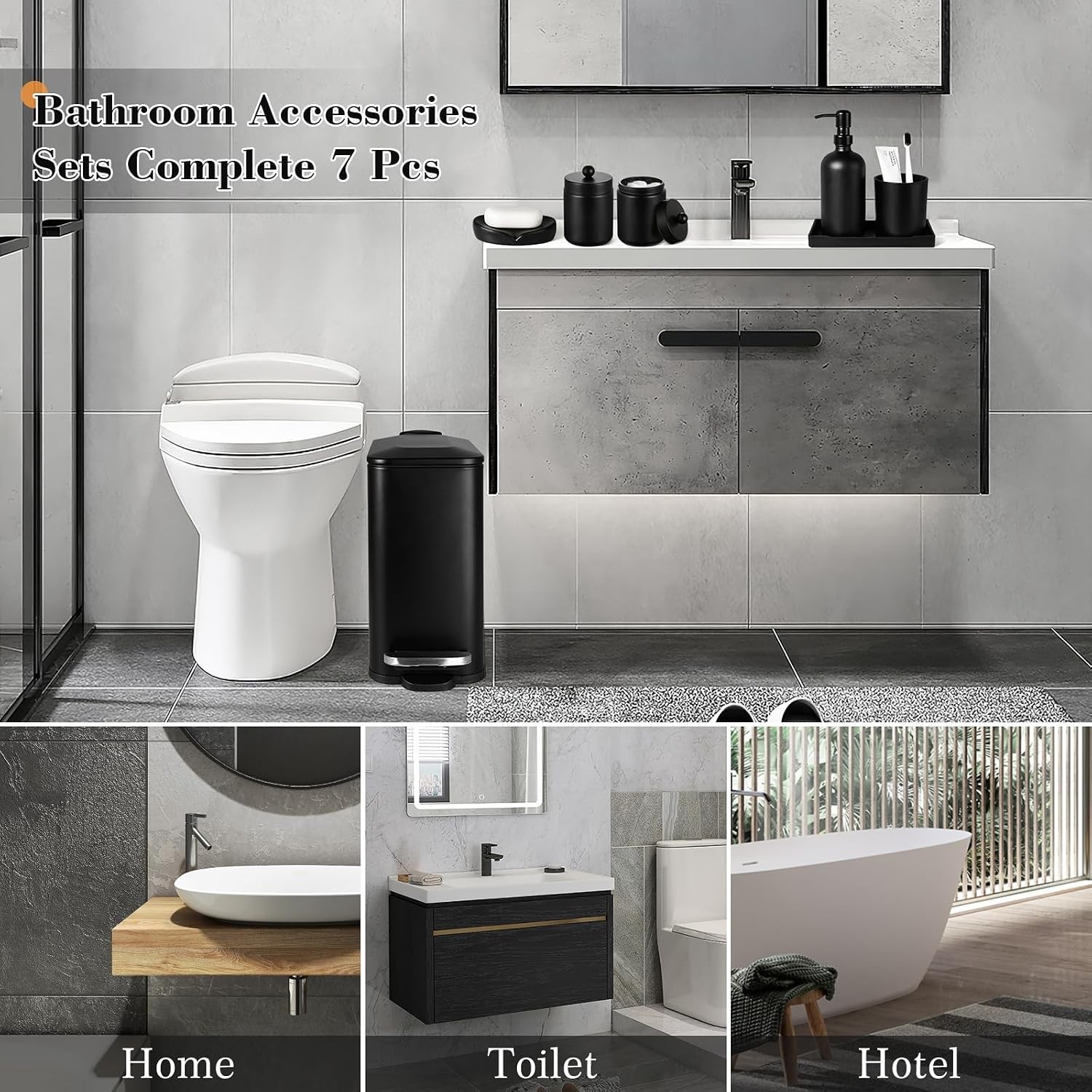Bathroom Accessory Set Soap Dispenser Toothbrush Holder Storage Tray