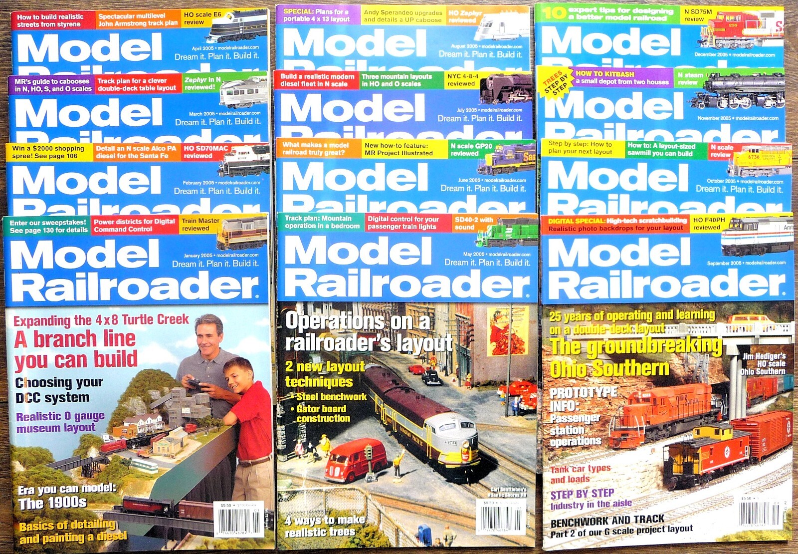 Model Railroader Magazine 2005 Full Year All 12 Issues