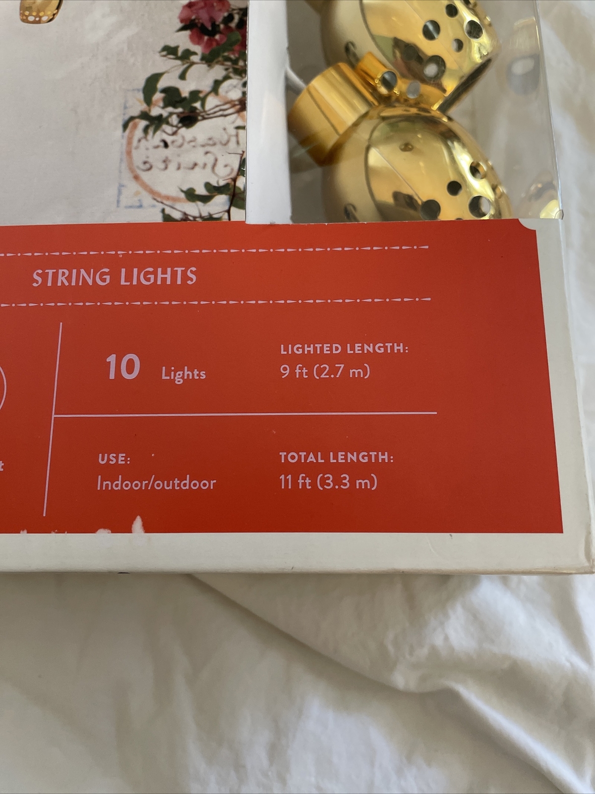 OPALHOUSE GOLD COLOR STRING LIGHTS 10 LIGHTS 9 Ft New