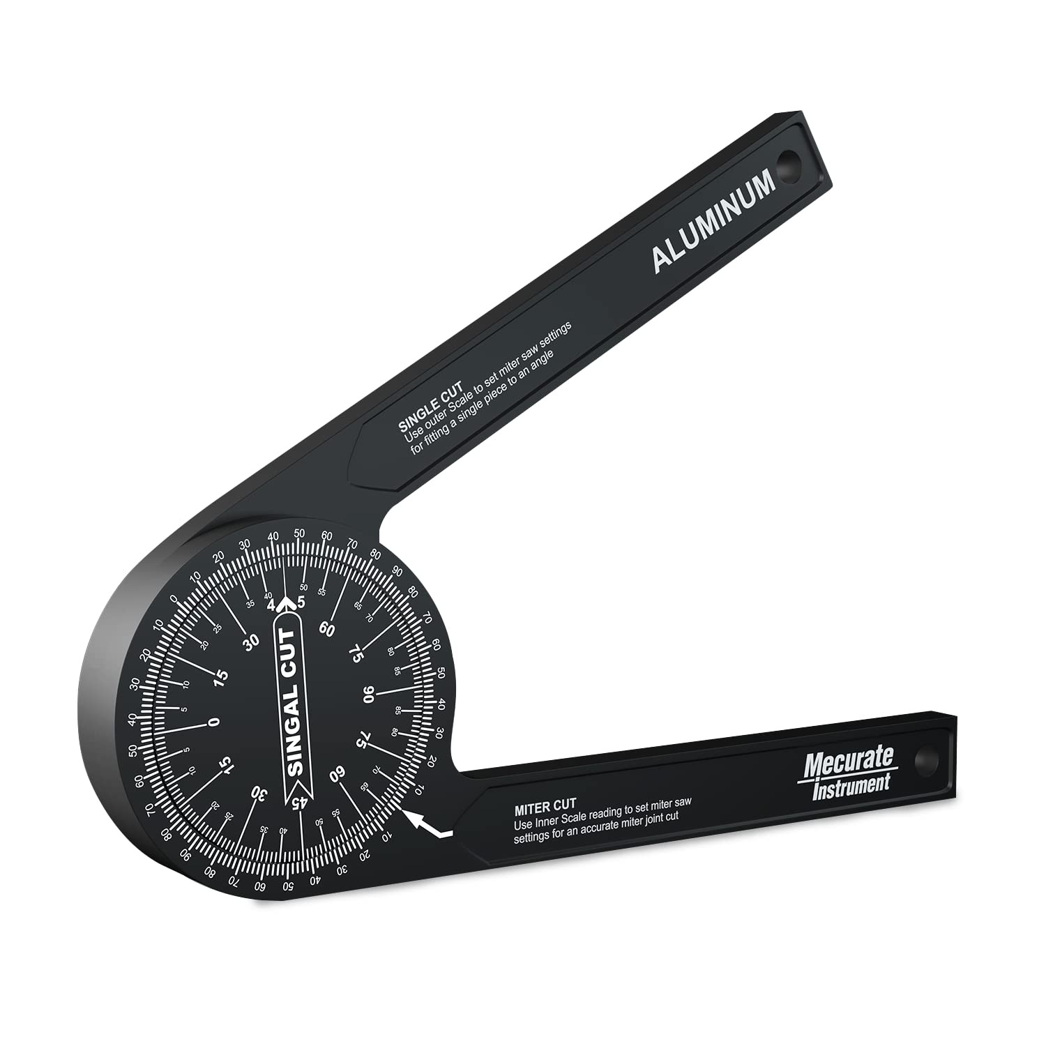 Mecurate Aluminum Miter Saw Protractor, 7.3Inch Angle Finder Featuring Precis...