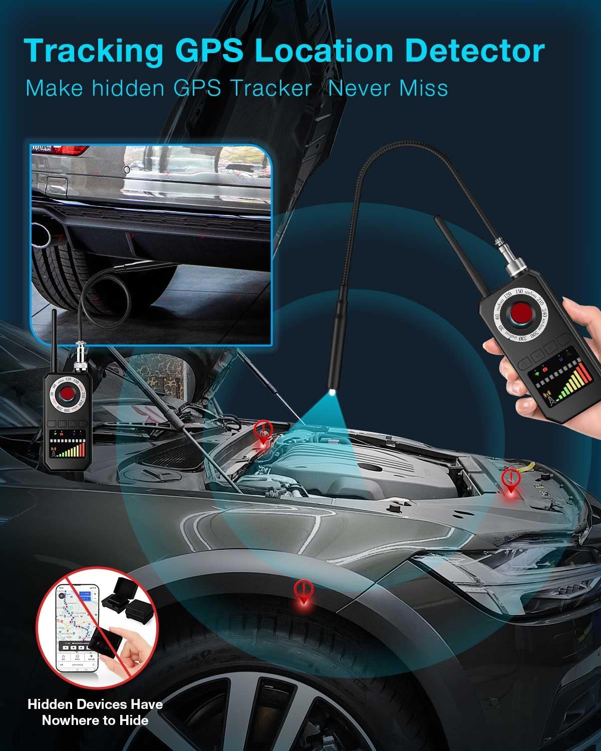 Hidden Camera Detectors,Bug Sweeper Detector, GPS Tracker Detector, rf Detect...