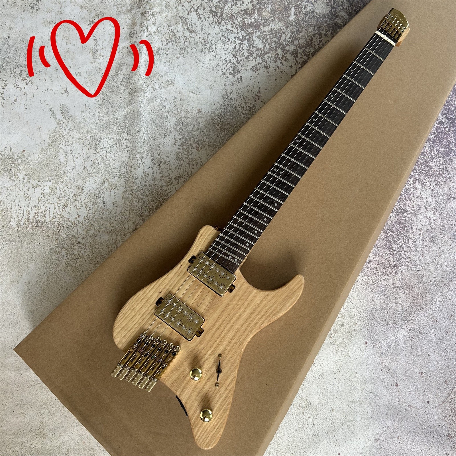 Portable Headless High End Solid Body Log Color Electric Guitar 24 Frets
