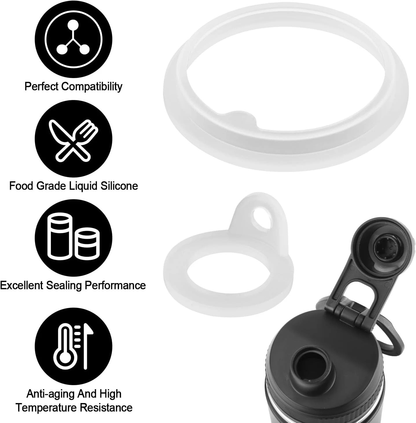 6Pcs Replacement Gaskets Compatible with TAKEYA Water Bottle, Leak-Proof Silicon