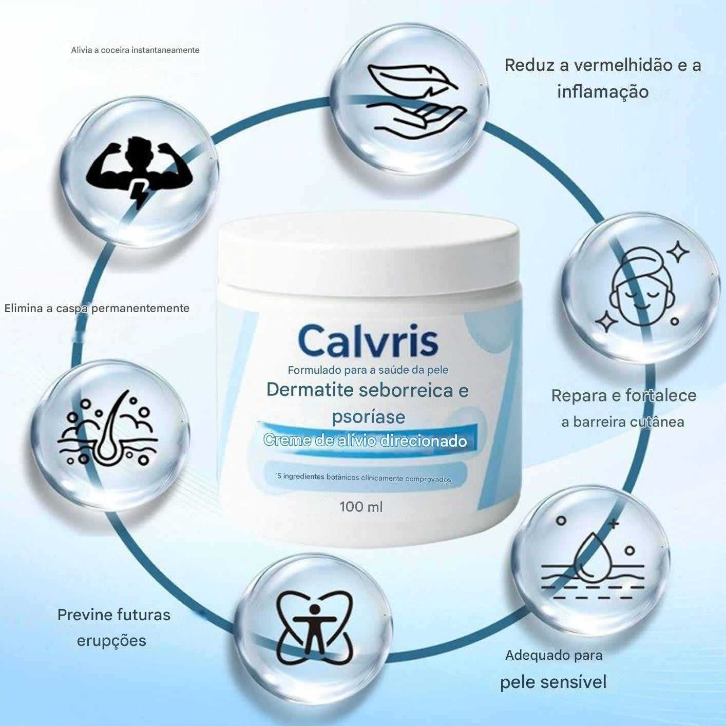 Calvris Seborrheic D-ermatitis Anti Itch Cream Soothing Natural Moisturizer 100g