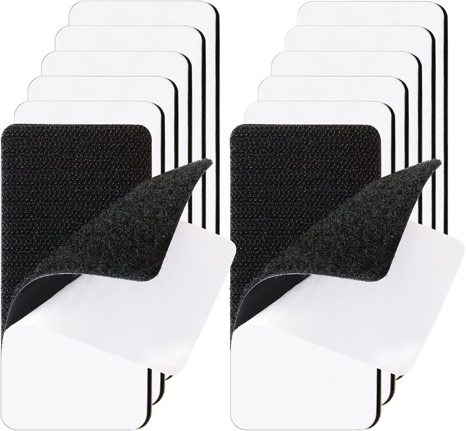 Versatile Black Hook and Loop Strips - 12 Sets for Strong Adhesive Applications