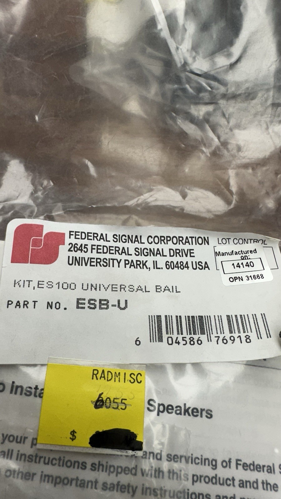 Federal Signal ESB-U Universal Bail Bracket