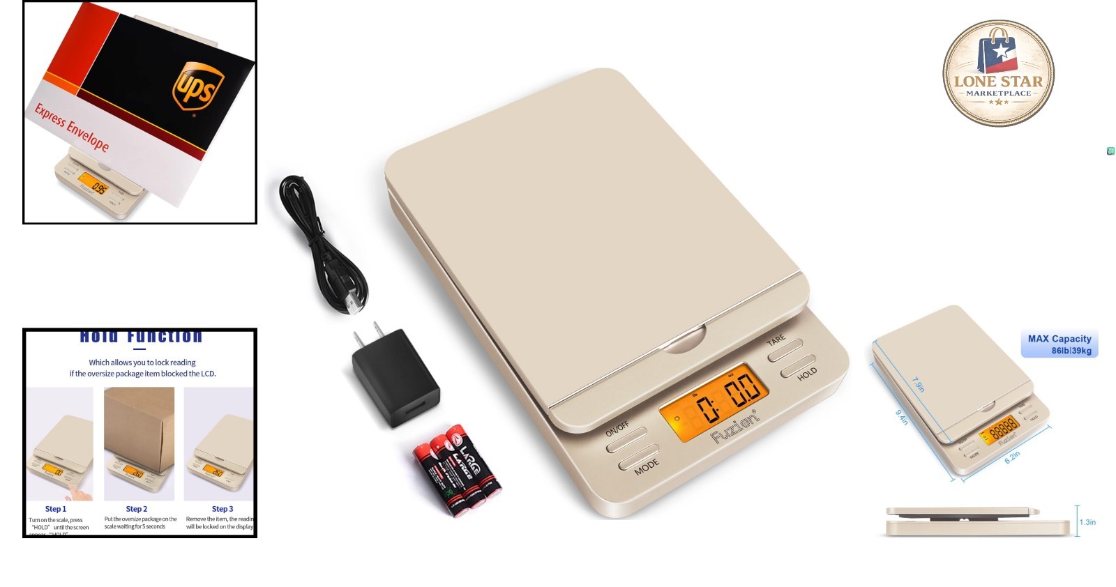 Versatile 86 lb Postage Scale with LCD Display & Tare Function for Easy Weighing