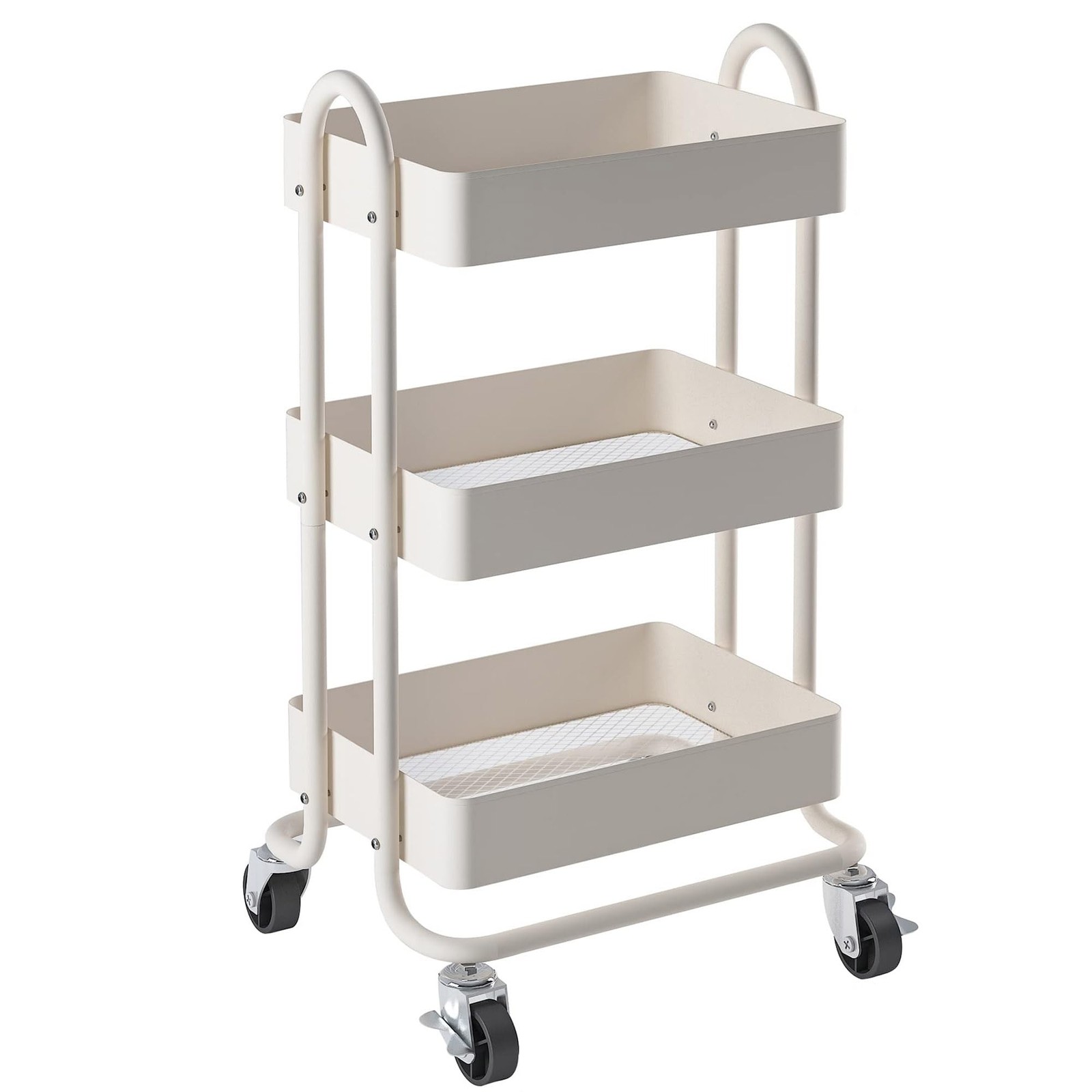 Metal Rolling Cart,3-Tier Metal Rolling Cart with Wheels,3 Tier Utility Cart ...