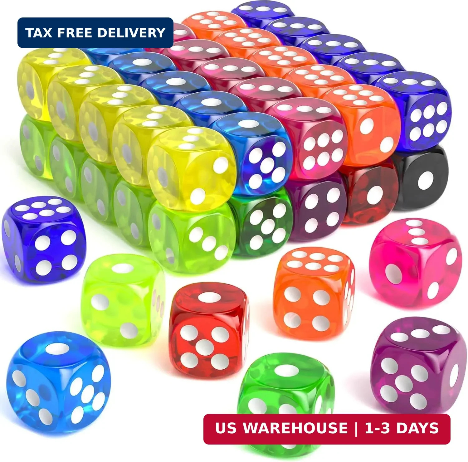 60 Pieces Dice Set, 16mm Standard Bulk 6 Sided Colored Dices for Board G