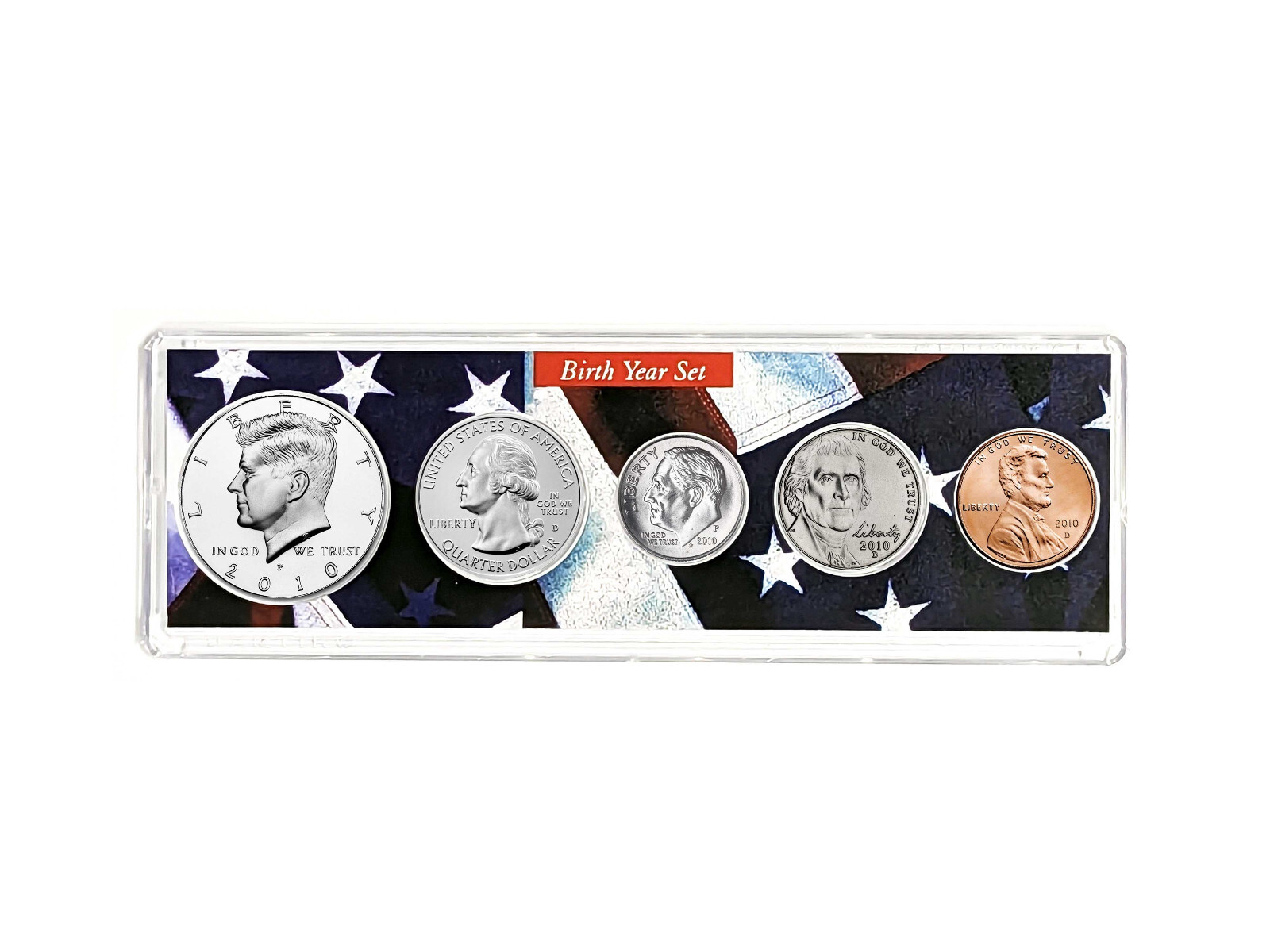 2010 Birth Year Coin Set in American Flag Holder - 5 Coin Set