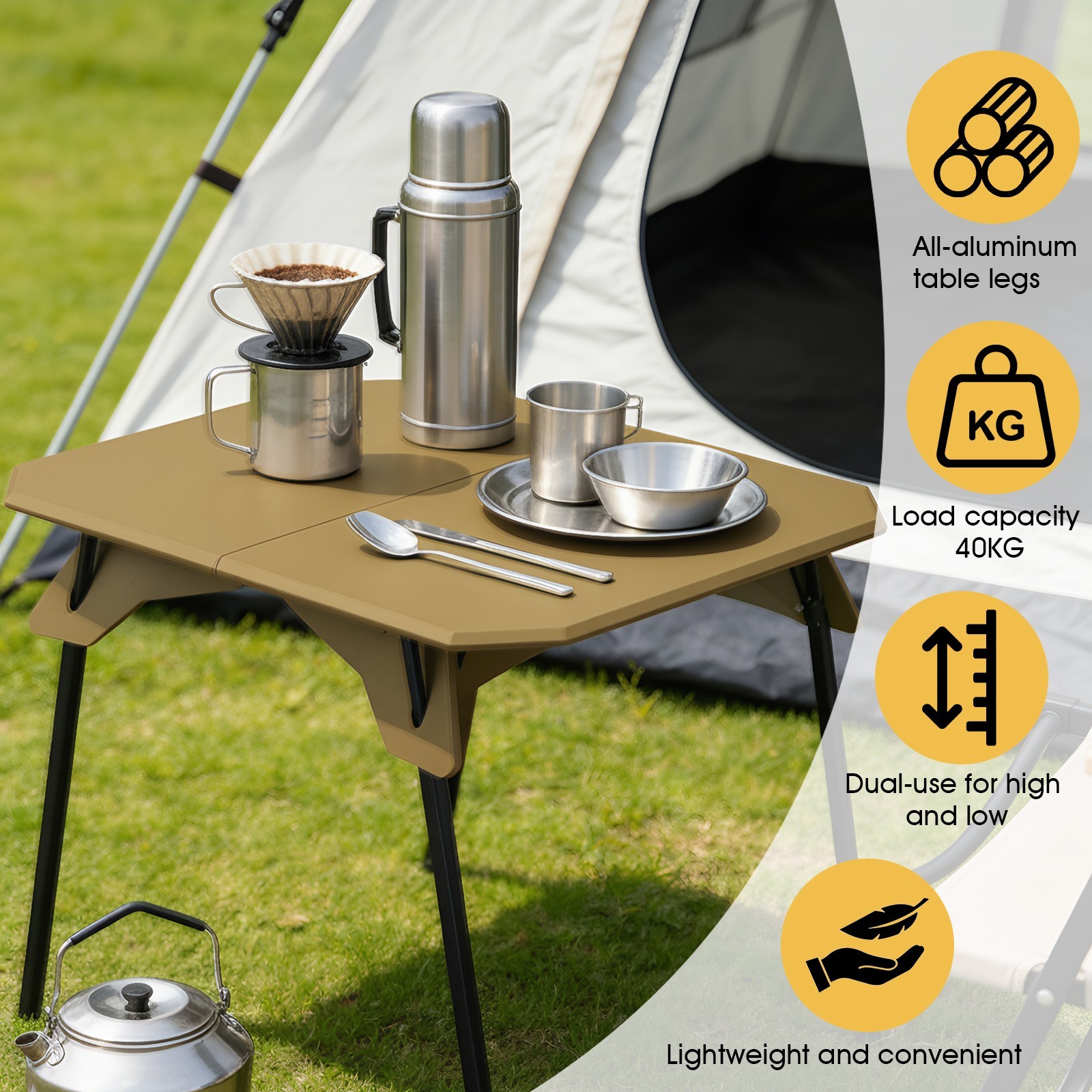 Lightweight Foldable Camping Table Outdoor Folding Table with Aluminum Legs