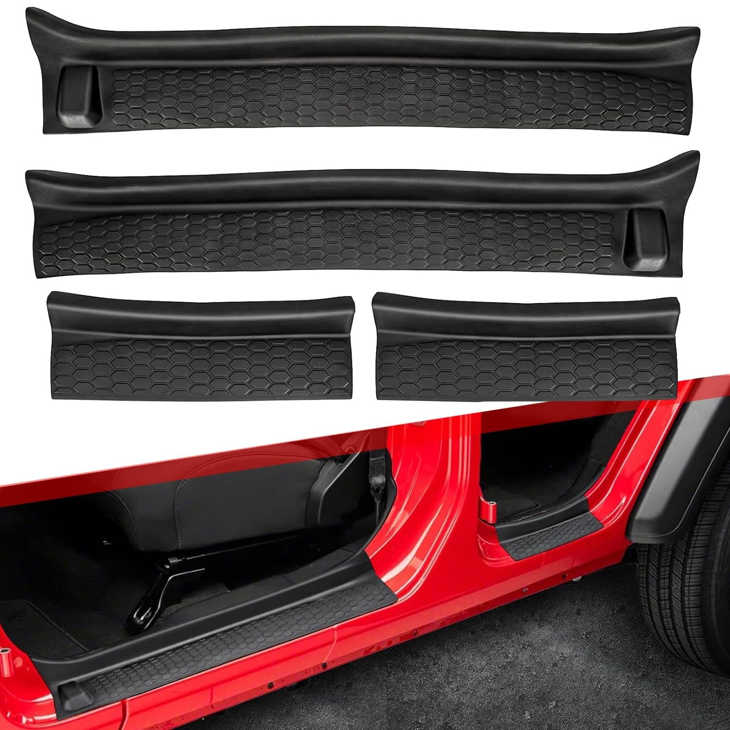 Car Door Sill Protector Kit, Black Sill Plate Scratch Protection, Door Entry ...