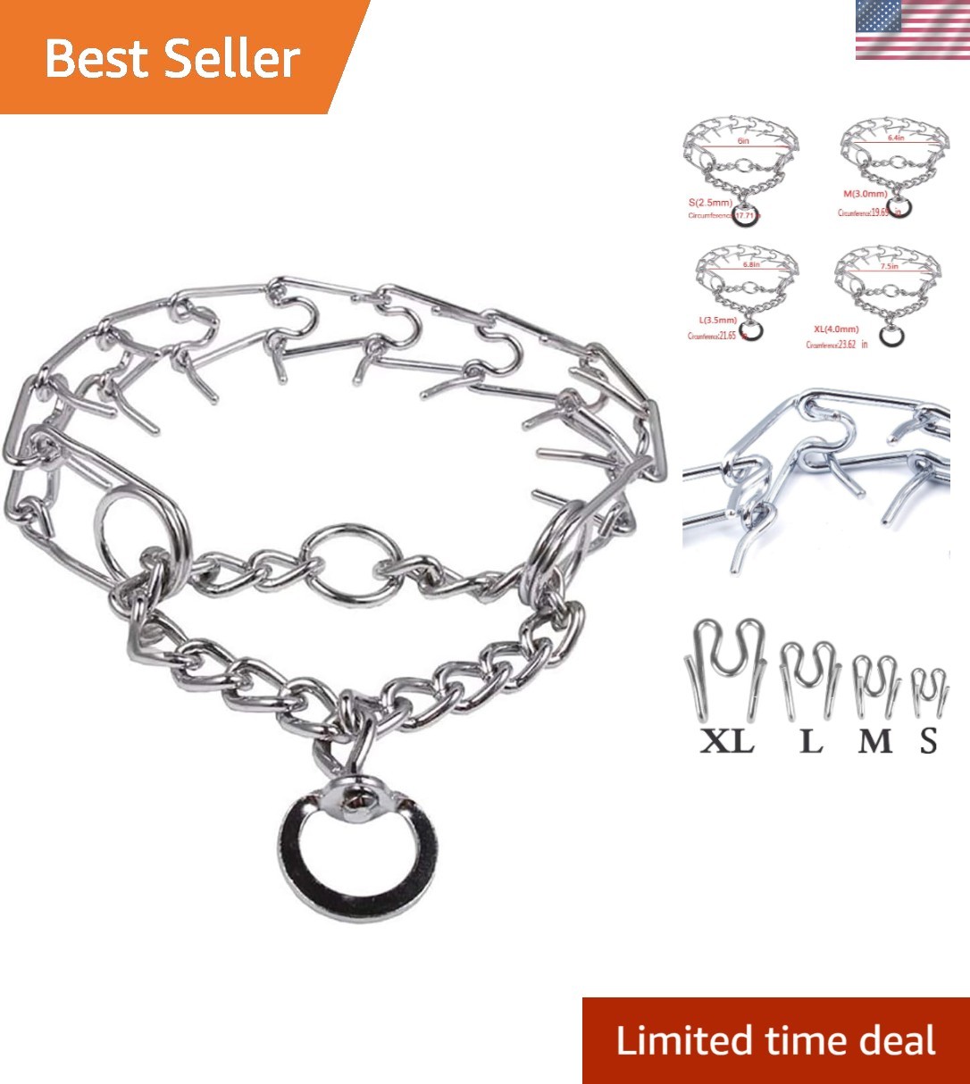 Stainless Steel Dog Pinch Collar - Immediate Training Results for All Breeds