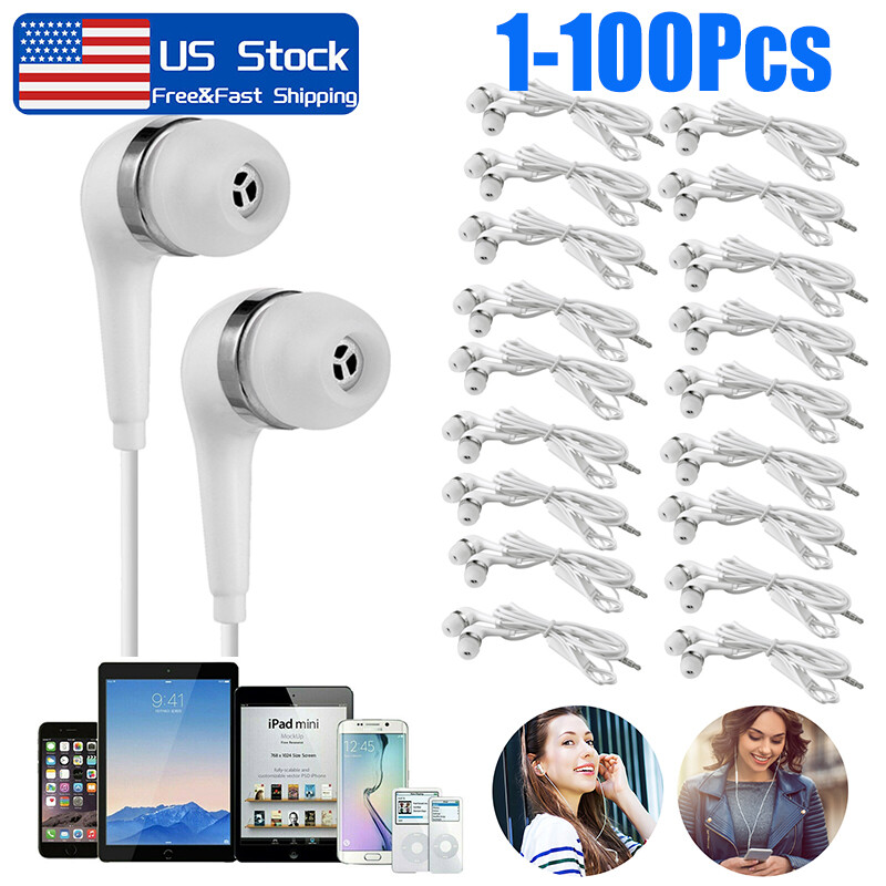 3.5mm In-Ear Headset Earphone Headphones Earbud w/ Mic For Samsung Galaxy LOT