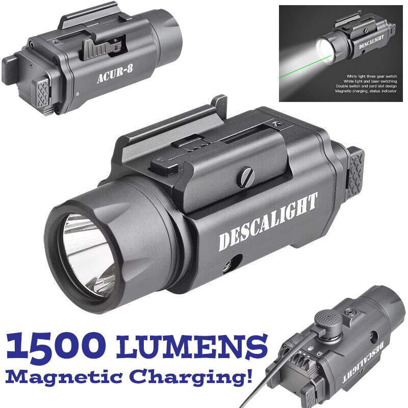 Desca ACUR-8 Green Laser Rechargreable Tactical Light 1500-Lumen Rail Mounted