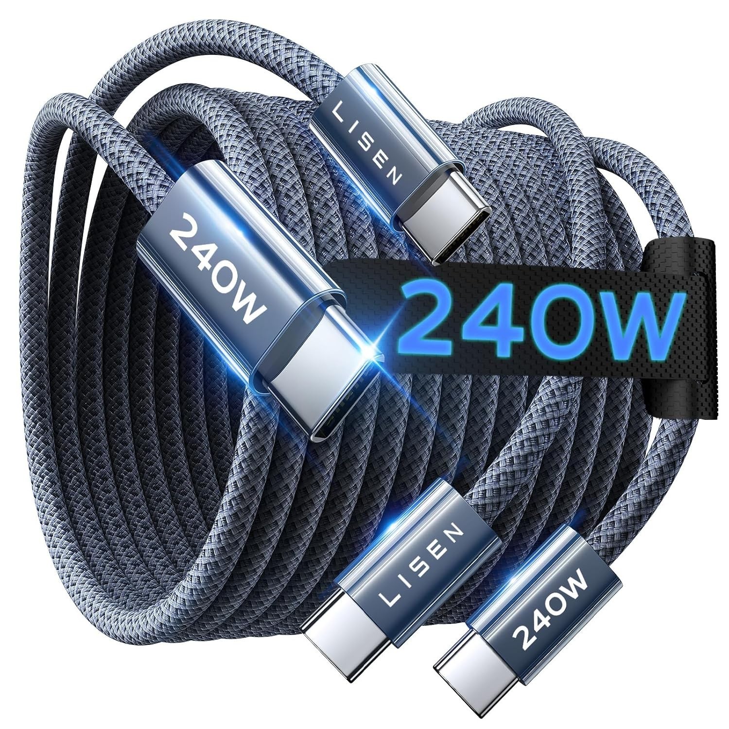 LISEN USB C to USB C Cable, 240W C to C Cable Fast Charging [6.6FT, 2 Pack] Type