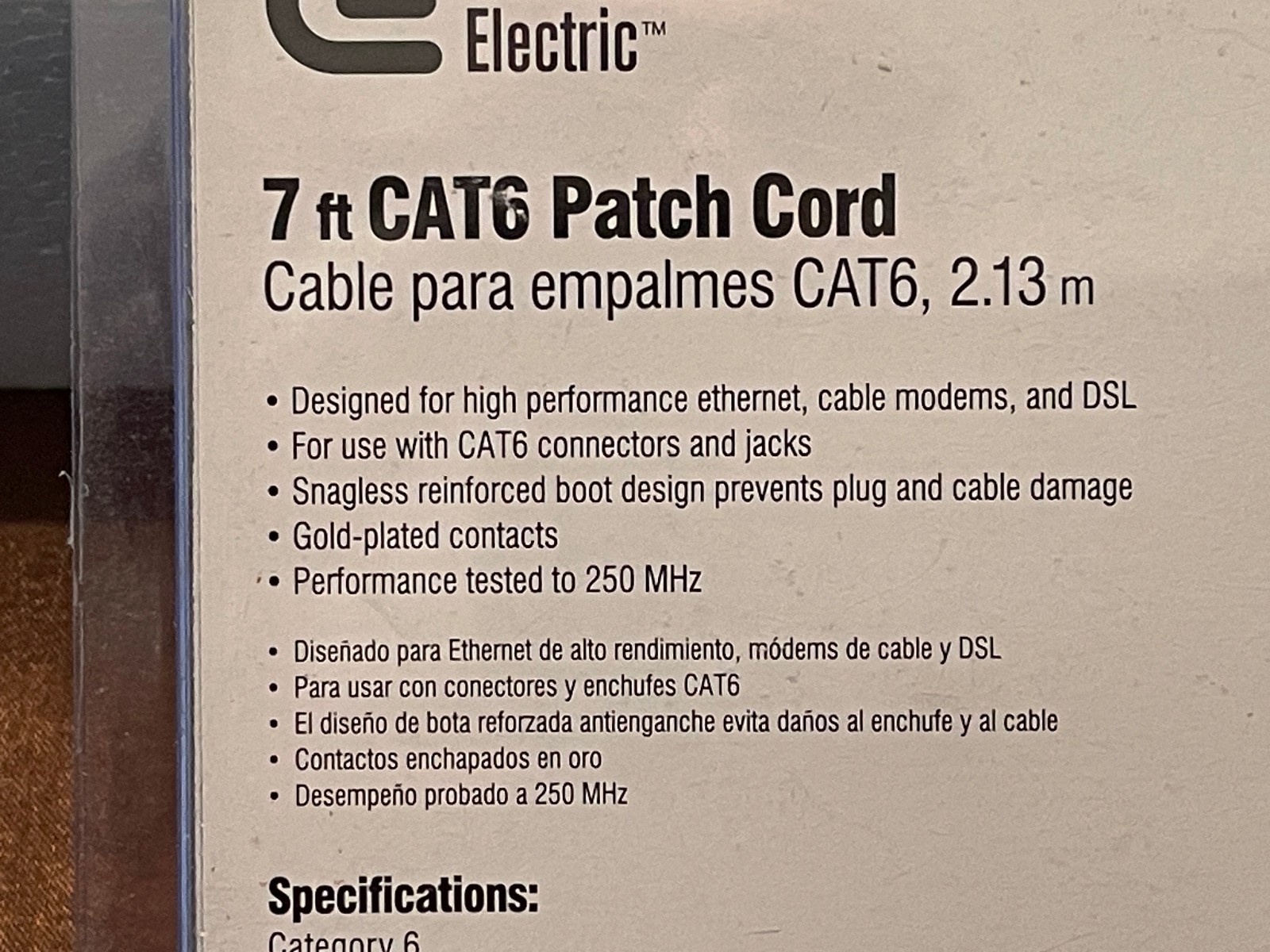 7 foot CAT6 Patch Cord Black 2 pack Commercial Electric