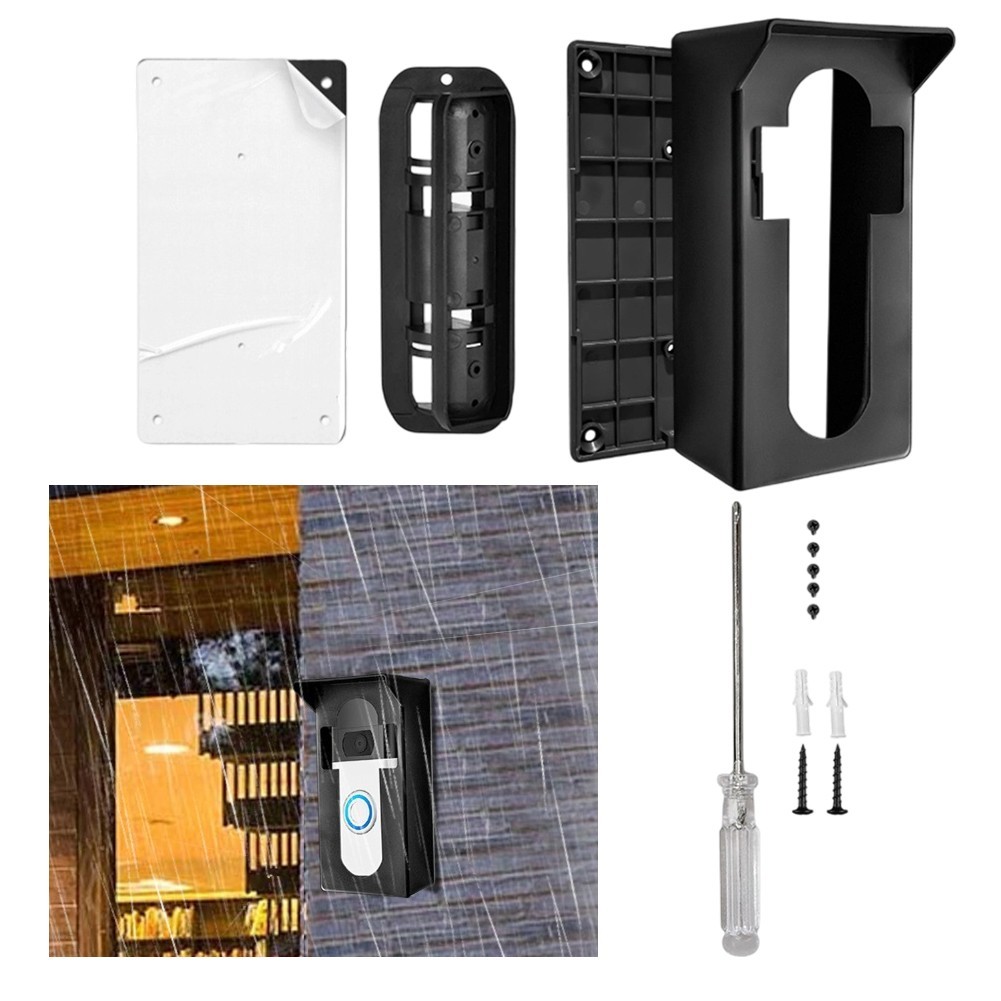 Compatible Adjustable Video Doorbell Bracket Fits Most Models Black Plastic