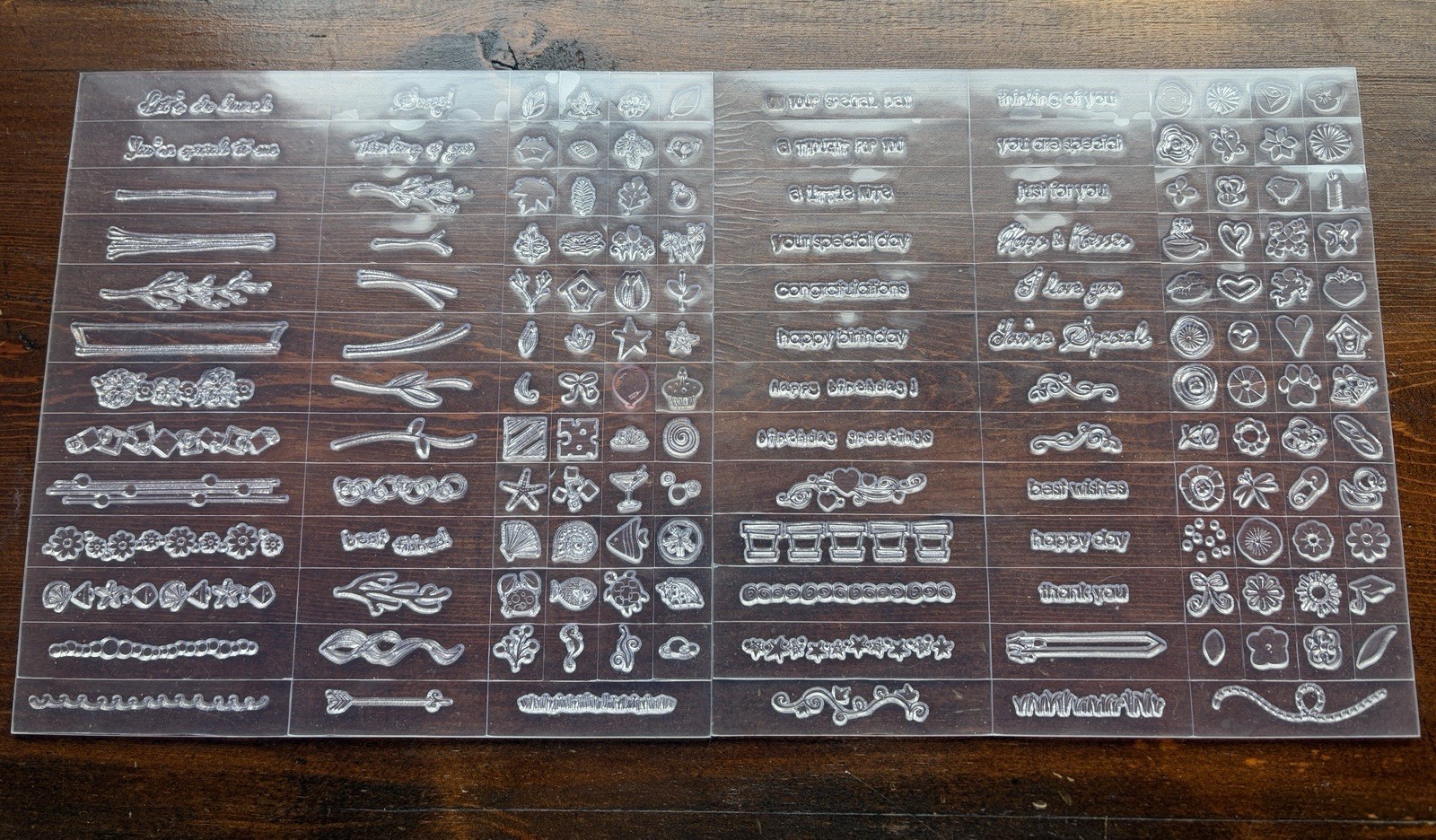 2 Acrylic Stamp Sheets 150 total stamps, Mixed Images, Lips, Hearts, flowers ++