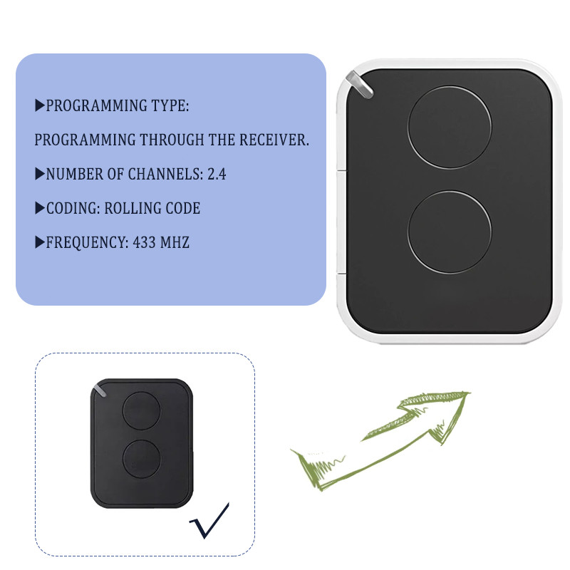 2PCS Door Remotes for Nice Era One ON1E ON2E ON4E INTI1 INTI4