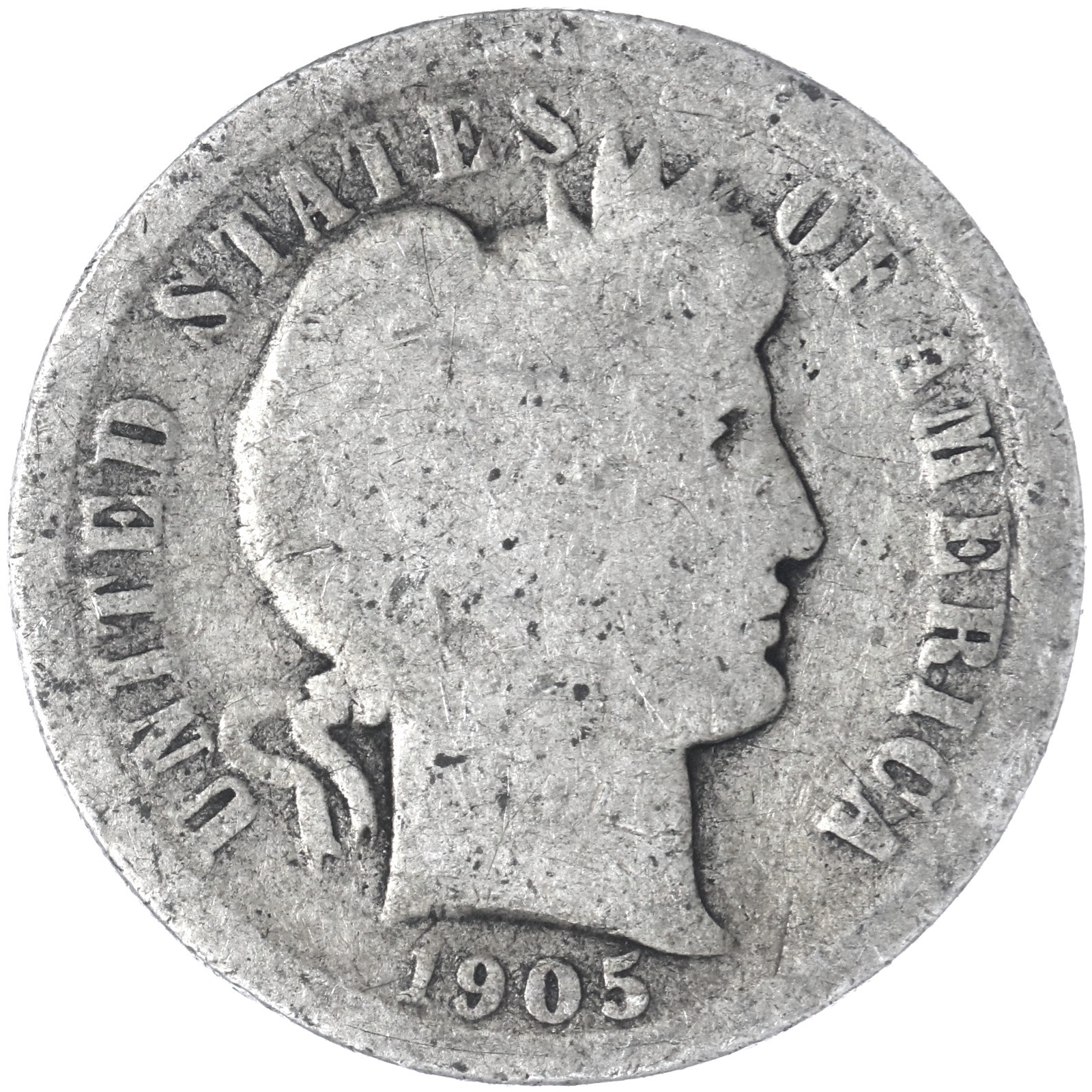 1905 (P) Barber Dime 90% Silver Good GD