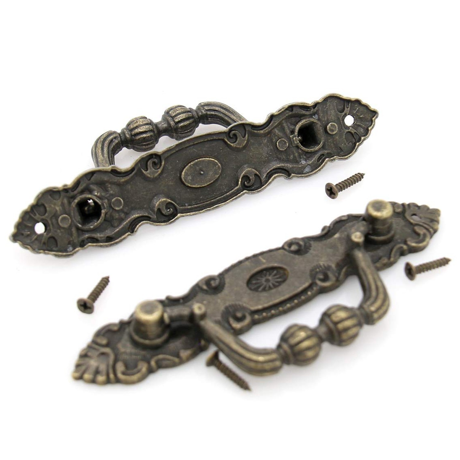 4 PCs Vintage Antique Brass Bail Pull - Drop Pull Handle for Drawer Cabinet D...