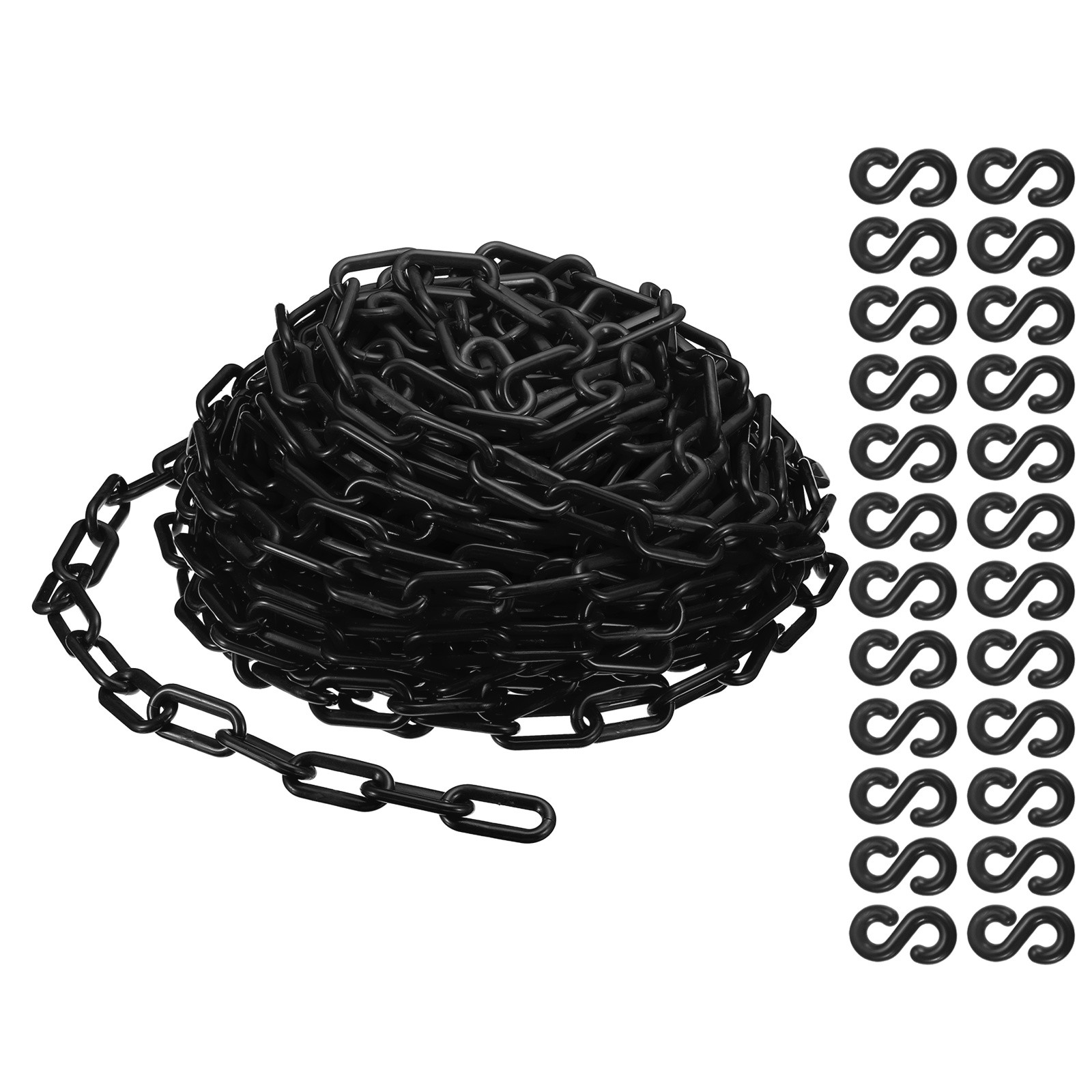 100 Ft Plastic Chain Links 2" Black Safety Crowd Control Barrier Chain, 1 Roll