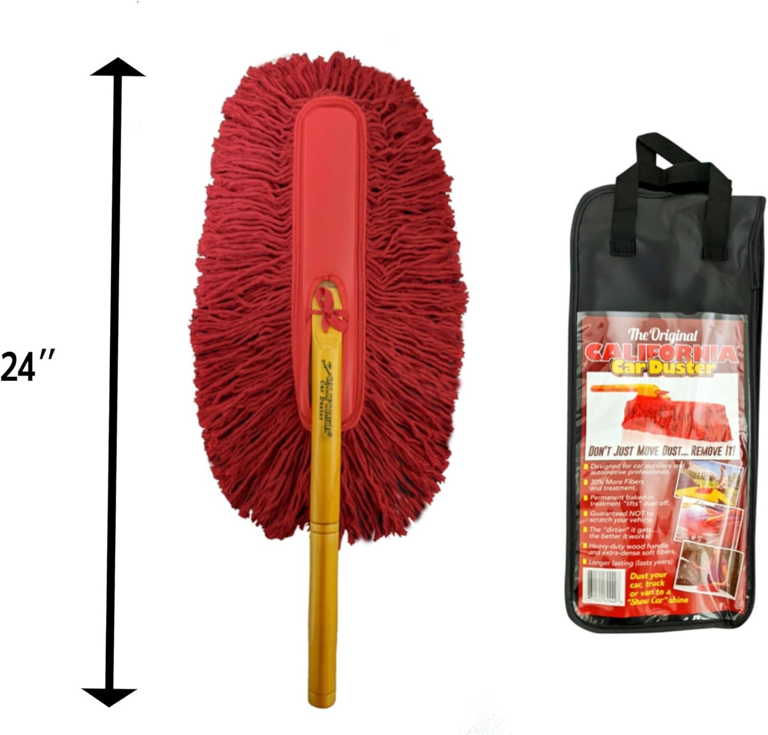 62442 Standard Car Duster W/ Wooden Handle,Red