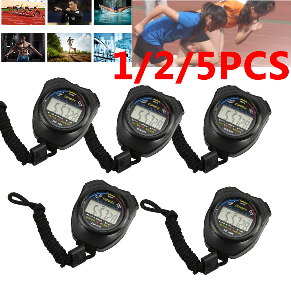 1/2/5Pcs Digital Stopwatch Timer Handheld Chronograph Stop Watch Sports Timer