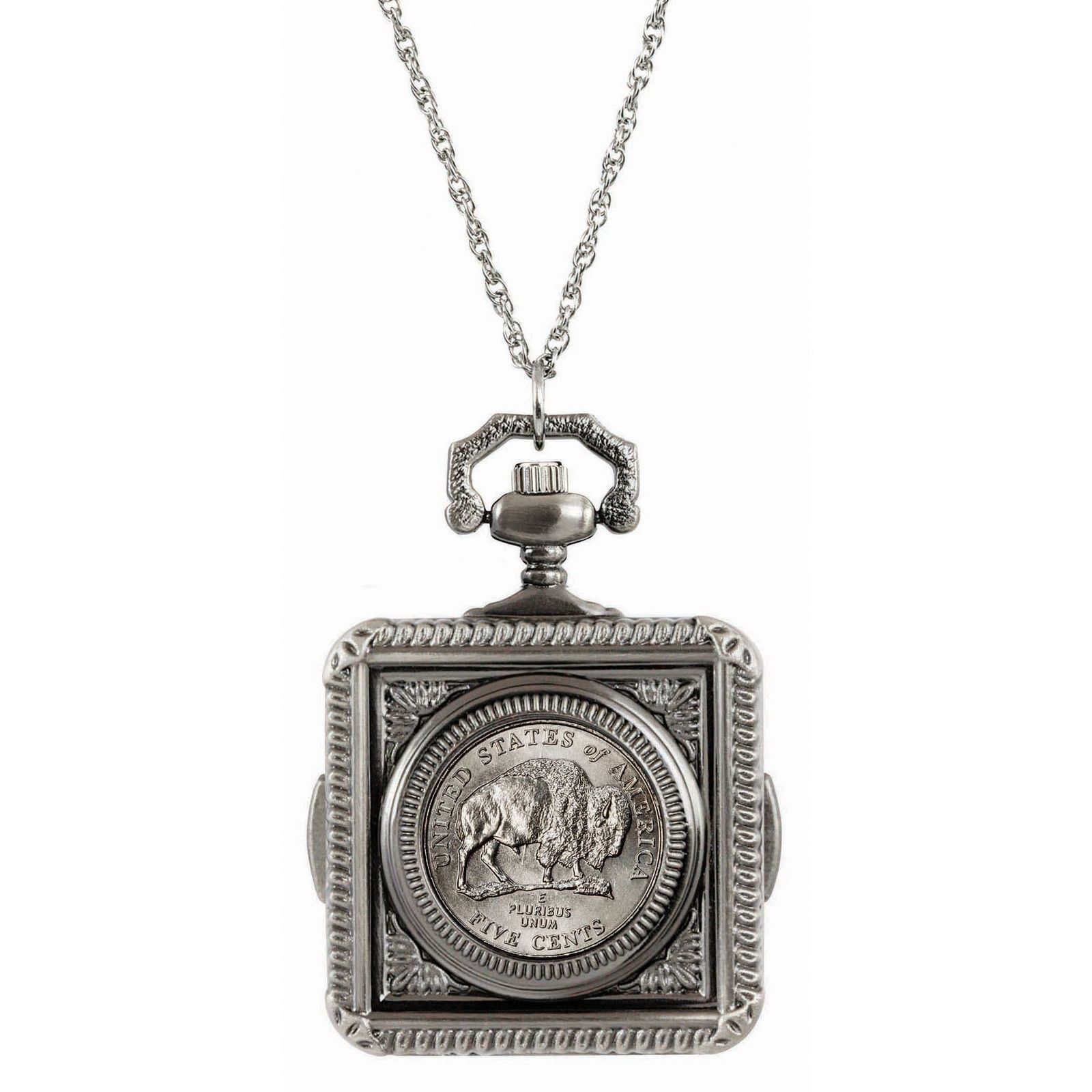 NEW Westward Journey Bison Nickel Coin Pocket Watch Coin Pendant Necklace 14205
