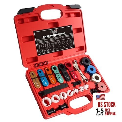 SGT 26pcs Master Quick Disconnect Tool Set,Fuel Line Disconnect Tool Set Red