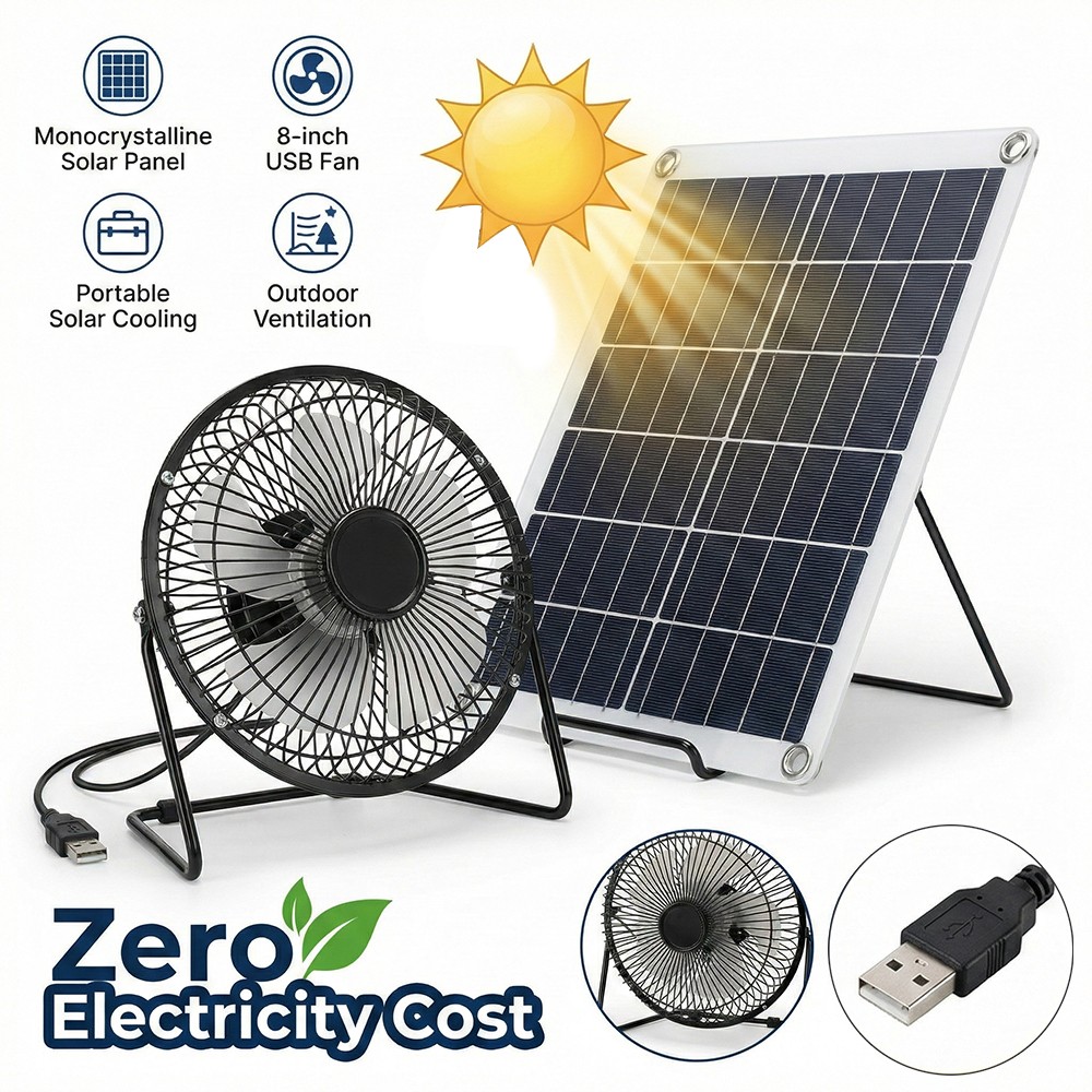 🔥8inch Solar Powered Fan Kit 30W Solar Panel DC Exhaust Fan for Chicken Coop