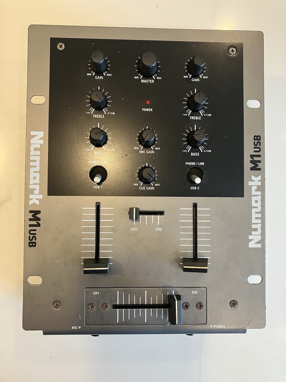 Numark M1 USB 2-Channel DJ Mixer Analog Rotary EQ Crossfader Works