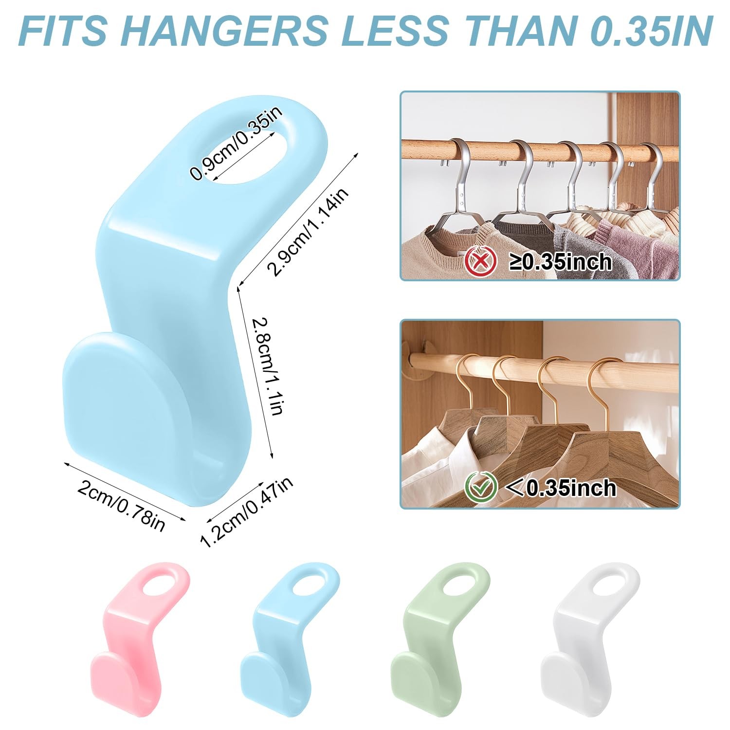 50 PCS Clothes Connector Hooks Space Saving Hanger Stacking Extender