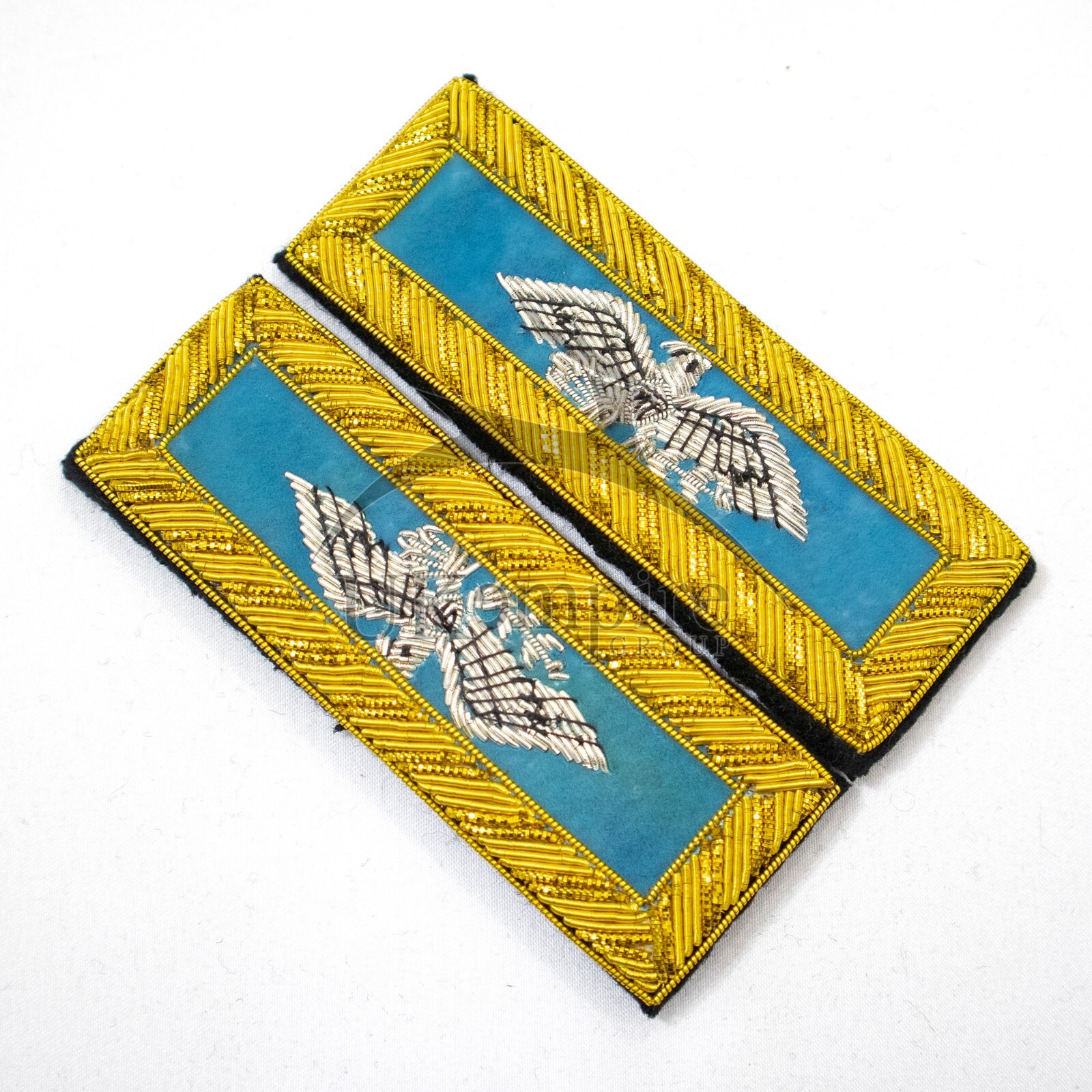 Civil War US Officer Shoulder Boards Colonel (Silver Eagle) Infantry Sky Blue