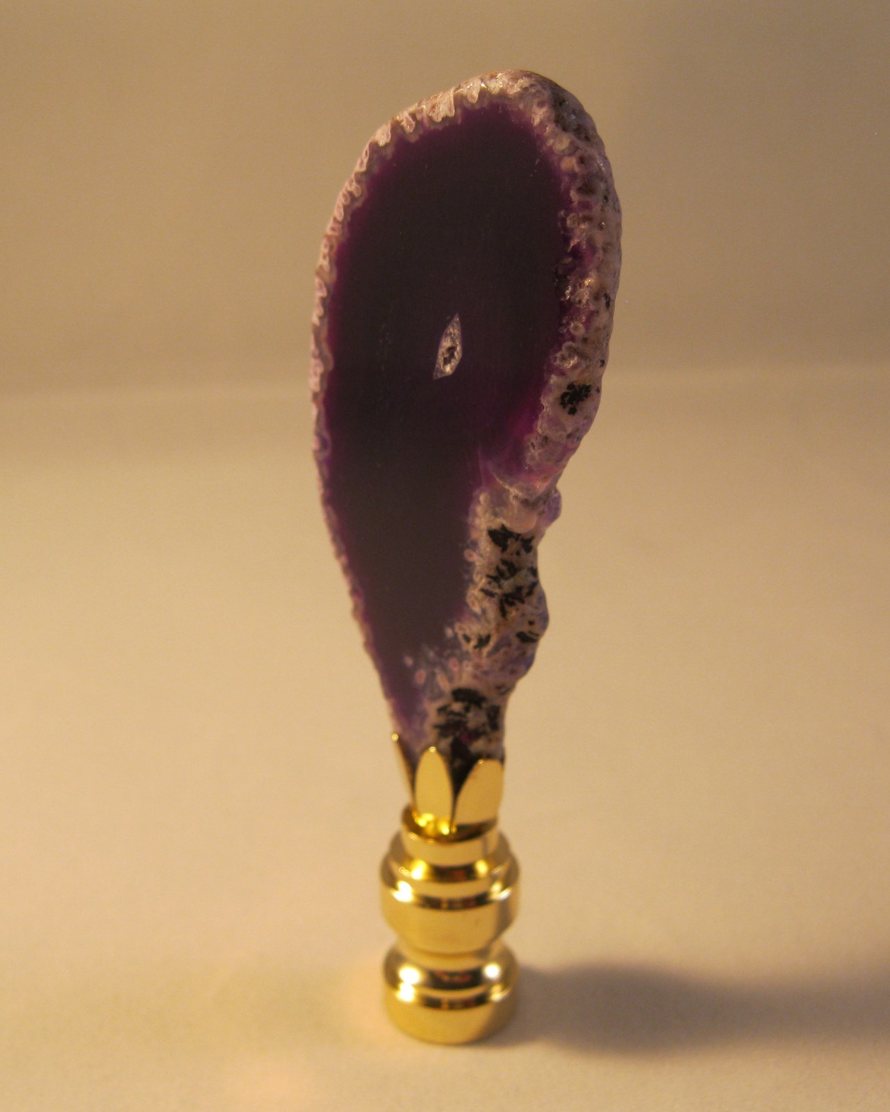Lamp Finial-Natural PURPLE/AMETHYST AGATE-Brass Base