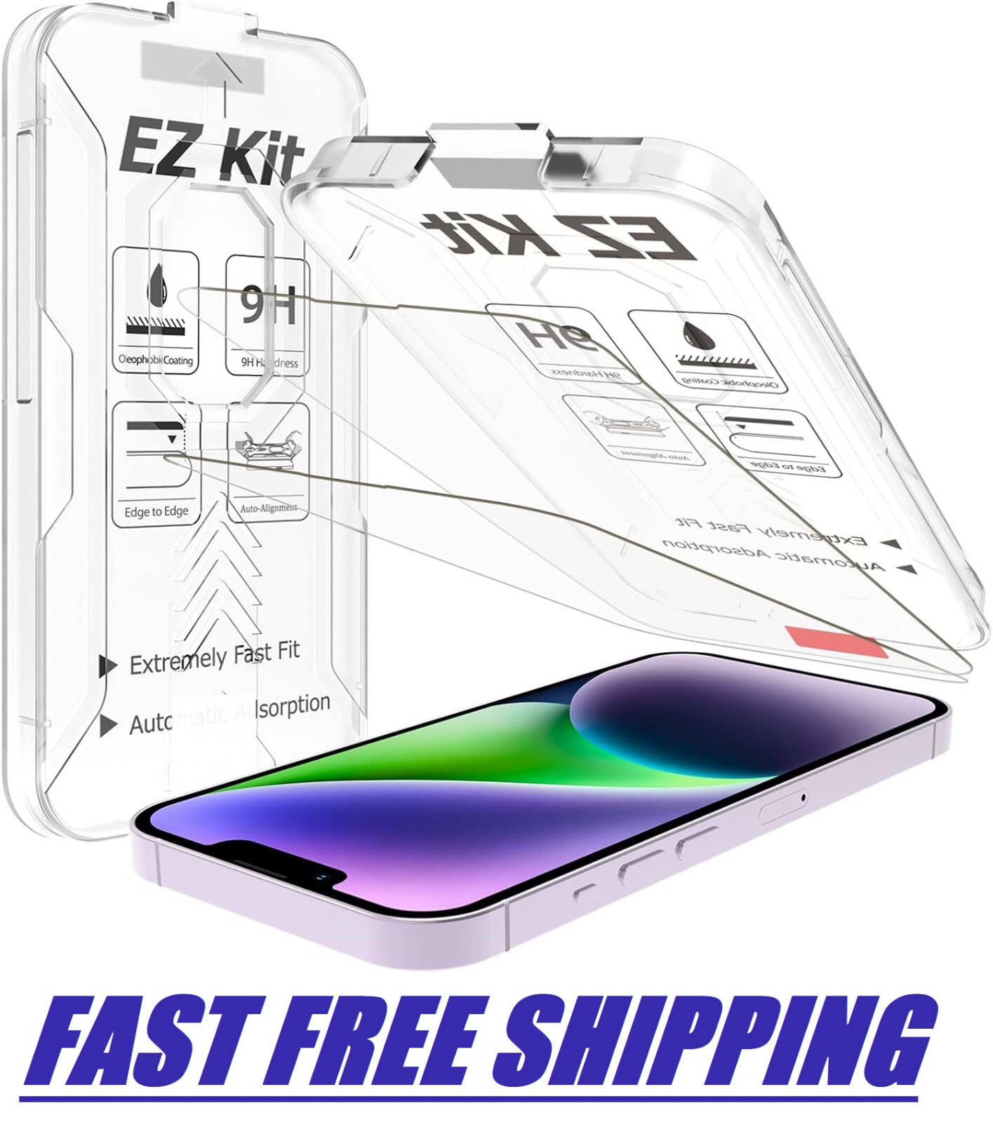 2 pack EZ Kit Tempered Glass Screen Protector for iPhone 13 14 Pro Max Plus