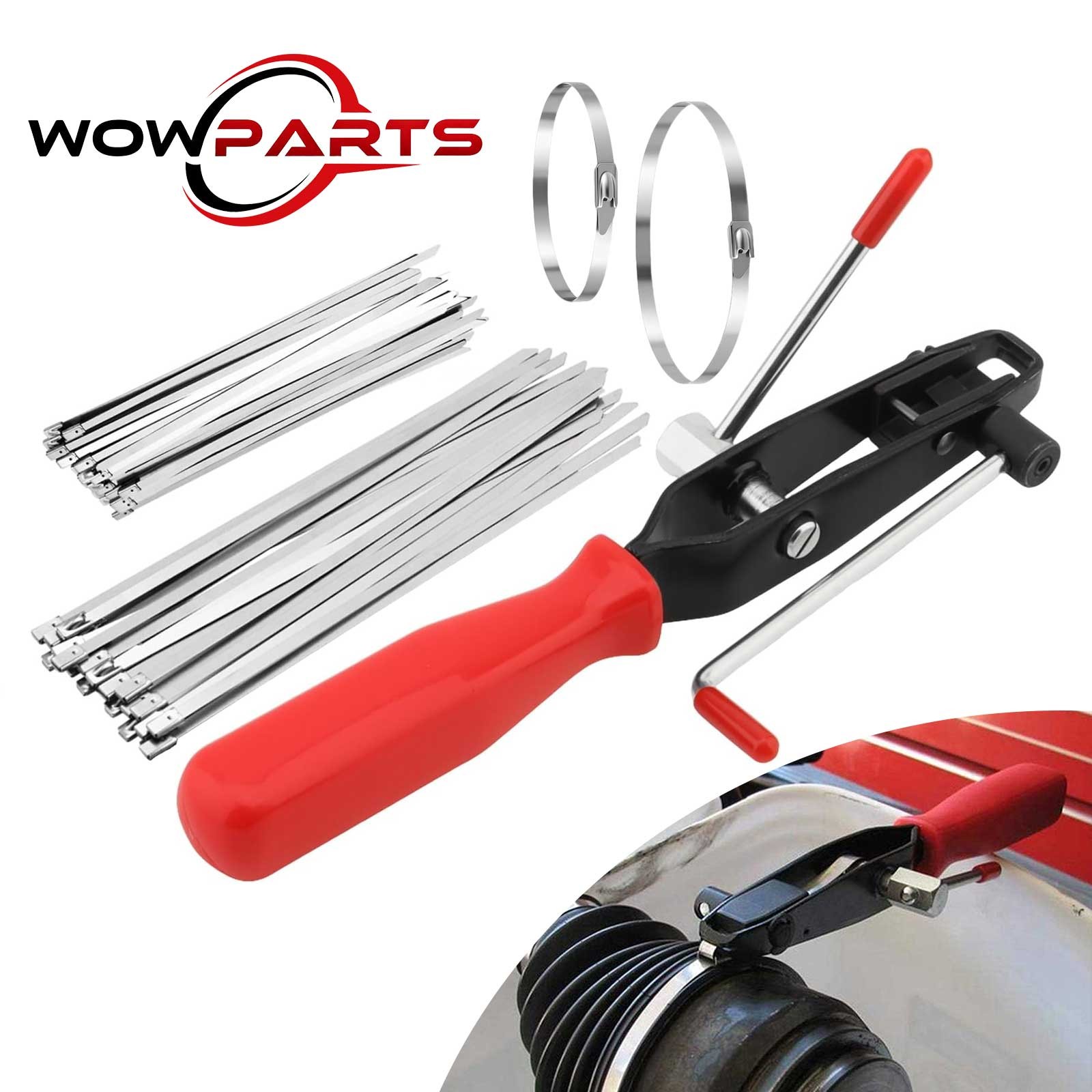 Auto CV Joint Axle Boot Clamp Pliers Ear Type Banding Tool w/ 30pcs Crimp Bands