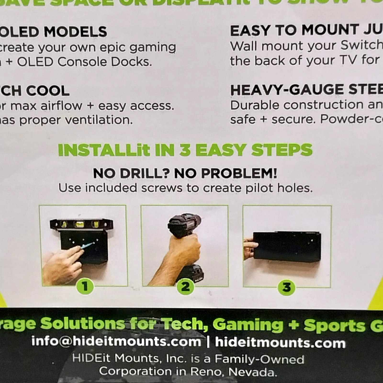 HIDEit Mounts Nintendo Switch Console Dock Wall Mount