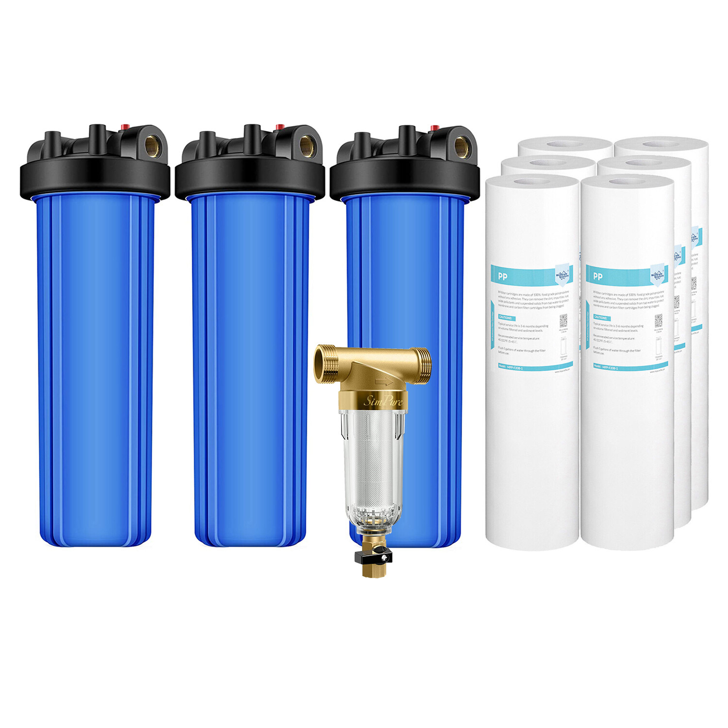 Big Blue Whole House Water Filter Housing System 20" x4.5" PP Sediment Cartridge