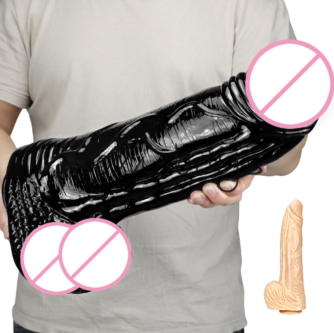 Huge-Dildo-3.9"-Thick-Girth-Dong-Heavy-Wide-Black-Realistic-Big-Giant-Fat