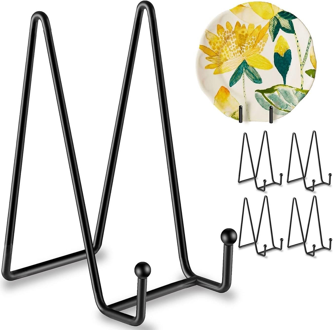 5-Pack 6" Metal Plate Display Stands Holder for Plates, Photos, Books, Art,